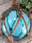 Japanese Glass Fishing Float 2in Blue Nautical Buoy Rope Decor Replica Ornaments