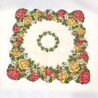Vintage Hanky Handkerchief   Red   Yellow Roses Design  13  X 13 