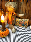 Vintage Steampunk Primitive Postcard Style Halloween Witch Devil Cat Wood Sign