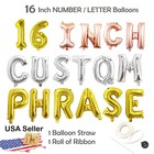 16  Custom Letter Number Mylar Balloon Banner Personalization Rose Gold Silver