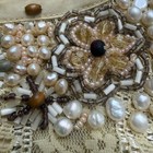Intuitions Vintage Sheer Lace Real Pearl Beaded Ruffle Romantic Coquette Top 10