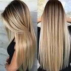 Women Real Long Straight Hair Full Ombre Blonde Lady Wigs Natural Cosplay Daliy