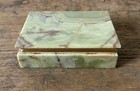Vintage Stone Green Onyx Trinket Box Hinged Lid