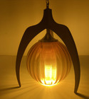 Vintage Original Mid Century Modern Pearsall Walnut Amber Glass Swag Lamp Light