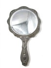 Antique 1905 Art Nouveau Silverplate Floral Vanity Hand Mirror Poppy Design