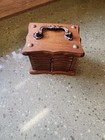 Vtg Mid Century Wood   Cork Coaster Set  Read