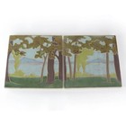 Rookwood Pottery Tile Co Two 8 x8  Landscape Framed Faience Tiles Arts   Crafts