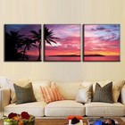 Red Sunset Tropical Coast Seascape 3 Pcs Canvas Print Wall Art Poster Home Decor