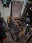 Early 1900s Antique Cane Wooden Wheelchair
