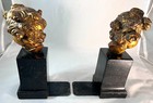 Bookends  Pair Borghese By Niepold Cast Plaster  Faux Marble Finish  Usa Vintage