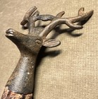 Antique Cast Iron   Wood Handle Stag Buck Deer Antler Bottle Cap Opener