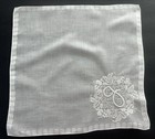 A  Vintage White Hankie Madeira Style Hand Embroidered Monogram J Wedding Bride