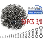 100 50x Rolling Barrel Swivel 220 Lb Fishing Swivels Solid Ring   3 0      