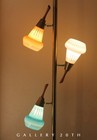 Wow  Vtg Mid Century Tri-color Glass Danish Modern Tension Pole Lamp  Teak Mcm