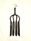 Antique Danish Eel Spear   Fish Spear  Hand Forged Iron  Denmark  4 Prong   16