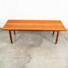 Mid Century Danish Modern Coffee Table Surfboard Teak Denmark Metal Legs Vintage