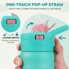 Haushof Kids Water Bottle 12 Oz Bpa-free With Straw And Stickers Stainless Steel