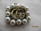 Gucci Zipper Pull Charm  Gold Tone Metal  faux Pearls  Sz Around 24mm