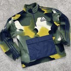 Adidas Sweater Jacket Youth Large 14-16 1 4 Zip Pullover Fleece Blue Green Camo