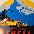 Vintage Shell Gasoline Sign - Yosemite Quick Starting Gas Pump Porcelain Sign