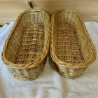 Bread Basket Set lot Of 2 Rattan Wicker Italian French 17  Oval Cracker Baguette