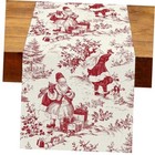 Vintage Christmas Toile Table Runner Chinoiserie Santa Toile De Jouy Red 1