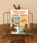 Vintage Cast Iron Rooster Book Holder  Adjustable Cookbook Stand  Rustic Patina