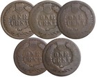  5 Pc Lot Set  1880 - 1884 Indian Head Cent Pennies Average Circulated