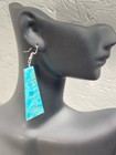 Navajo Turquoise Slab Dangle Drop Earrings  Sterling Silver Hook  wcp023248 