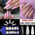 100pcs False Nail Tips Ballerina Full Cover Long Coffin Fake Nails Diy Manicure