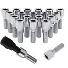  Set Of 20 Chrome 14x1 5 Socket Tuner Lug Bolts Cone Seat Acorn 8 Point Tuner 