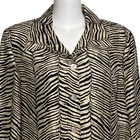 Vintage 100  Silk Jacket Womens Size 14 Silkland Zebra Print Button Up Lined