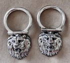 Heavy-weight Handsome Matching Pair Vintage Silver Plate Lion Head Pulls handles