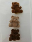 Vintage Mini Flocked Fuzzy 1  Toy Teddy Bears Vending Charm Prize Nos Lot Of 3