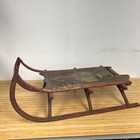 Antique 19th Century Victorian Painted Cast Iron Curved Wood Children   s Sled