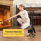 5pcs Wrought Iron Fireplace Tools Set W  Poker Tongs Shovel Brush Wood Stove