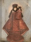 Vintage Mary And Child Framed Shadow Box 16x16 Red Gold Virgin Of Los Remedios