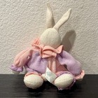 Vtg Russ Berrie Terry Cloth Pink And Lavender Plush Jester Bunny
