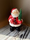 Vintage Mid Century Christmas Hard Plastic Royalite Santa Light With Tree   Cord