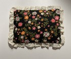 Vtg Handmade  Tooth Fairy Pillow- Floral Cotton W  Eyelet Lace Trim 