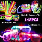 148 Pcs Glow Party Favors With Light Sticks Led Glasses Bracelets For Events