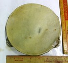 Tambourine Drum Vintage Collectible Old Musical Instrument Leather Hide Skin 6 5