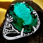 Filigree Antique Style 925 Sterling Silver 7 Ct Simulated Emerald Ring       991