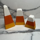 Set Of 3 Wood Candy Corn Chunky Wood Halloween Fall Table Decor