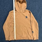 Carhartt Kids Tan Brown Graphic Logo Sleeve Pullover Hoodie Sweatshirt