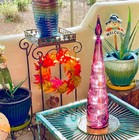 Rare Vintage Empoli 24 5   Tall Circle And Stripes Amethyst Purple Genie Bottle