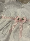 Vtg Baby Togs Sz 18m White Eyelet Girls Dress Pink Bow   Roses Puff Sleeve Y2k 
