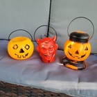 Trio Of Vintage Halloween Holiday Peerless Blow Molds Satan Devil Jack Olanterns