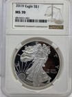 2019 W American Silver Eagle Ms70  Brown Label Ngc