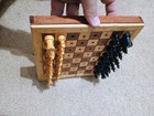 Vintage Austrian Coffee House Peg Chess Set Wooden Folding Travel Board Box